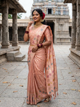 MIMOSA Peach Banarasi Art Silk Saree — pose 7 styling detail