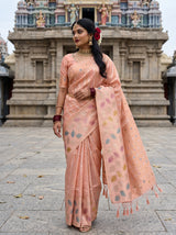 MIMOSA Peach Banarasi Art Silk Saree — pose 9 styling detail