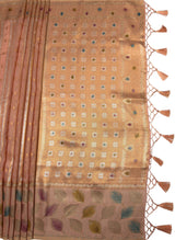 MIMOSA Peach Banarasi Art Silk Saree — pallu and zari work detail