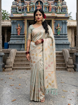 MIMOSA Rama Banarasi Art Silk Saree — front view on mannequin