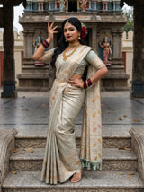 MIMOSA Rama Banarasi Art Silk Saree — pose 4 styling detail