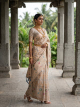 MIMOSA Grey Banarasi Art Silk Saree — Arm and bangle detail
