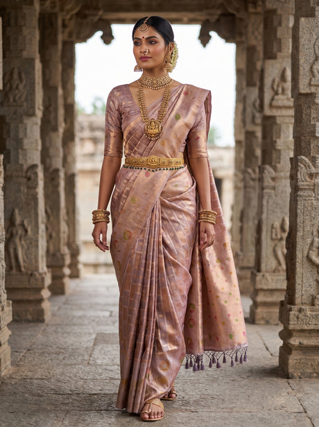 MIMOSA Lavender Banarasi Art Silk Saree — Full view on model