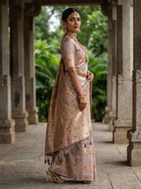 MIMOSA Lavender Banarasi Art Silk Saree — Torso view showing blouse and pallu drape
