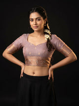 MIMOSA Lavender Banarasi Art Silk Saree — Close-up of the lower drape and pleats