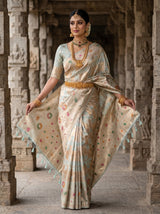 MIMOSA Saffire Banarasi Art Silk Saree — Torso view showing blouse and pallu drape