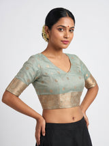 MIMOSA Saffire Banarasi Art Silk Saree — Close-up of the lower drape and pleats