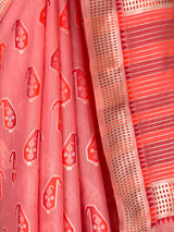 MIMOSA Gajari Banarasi Linen Saree — fleets shot full lifestyle