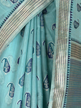 MIMOSA Sapphire Banarasi Linen Saree — fleets shot full lifestyle