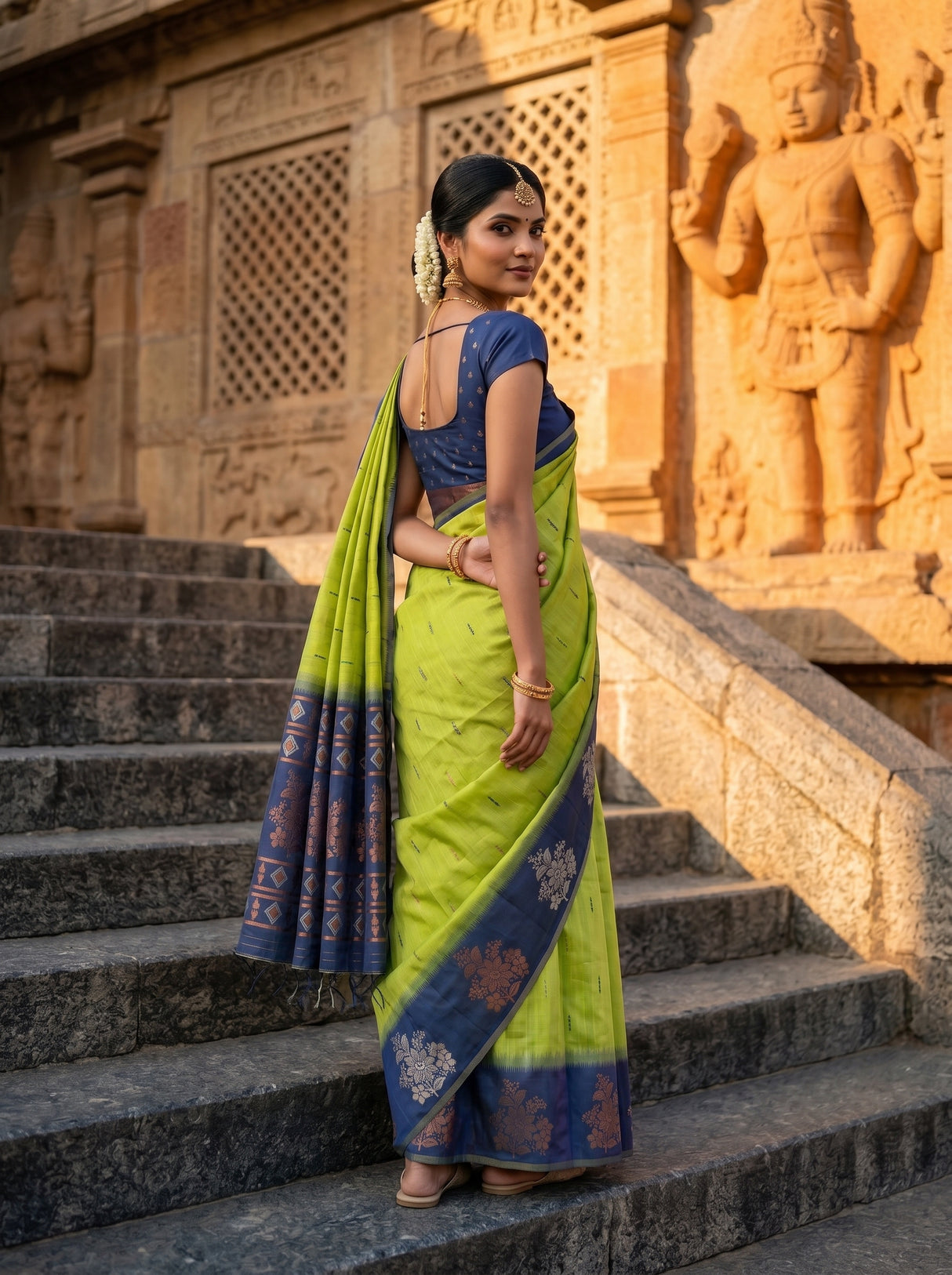 MIMOSA Olive Saree Saree — pose 7 styling detail