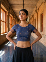 MIMOSA Olive Saree Saree — blouse close-up