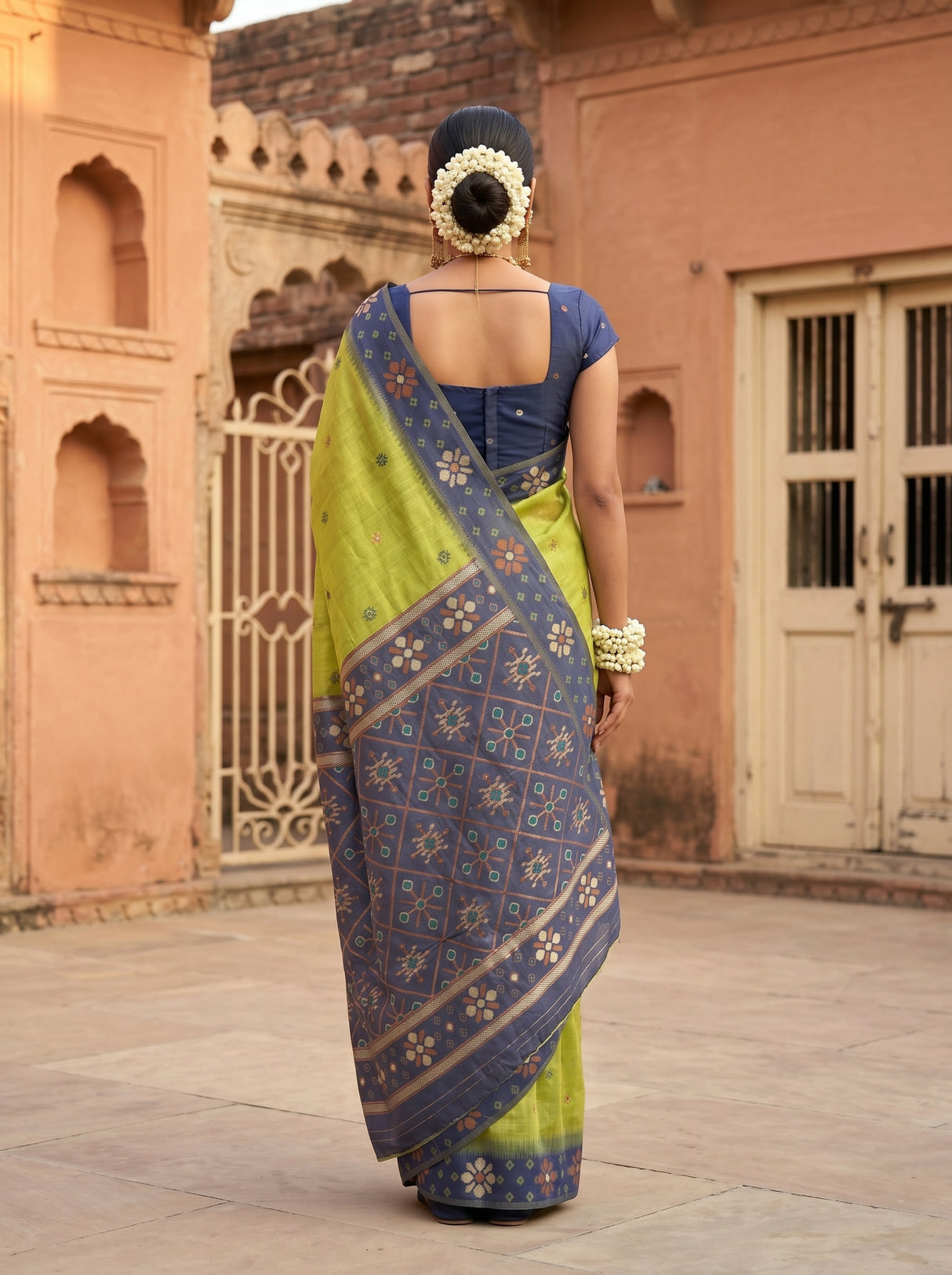 MIMOSA Olive Saree Saree — pose 2 styling detail