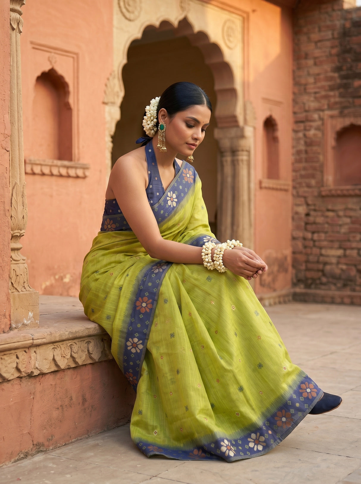MIMOSA Olive Saree Saree — pose 8 styling detail