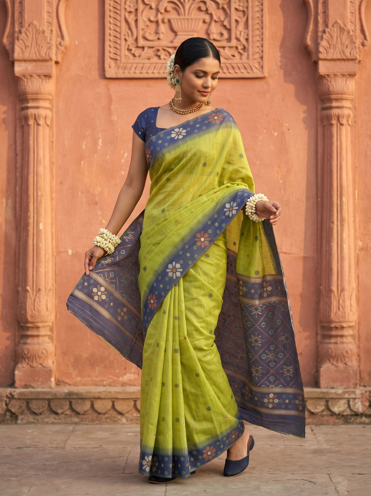 MIMOSA Olive Saree Saree — pose 9 styling detail