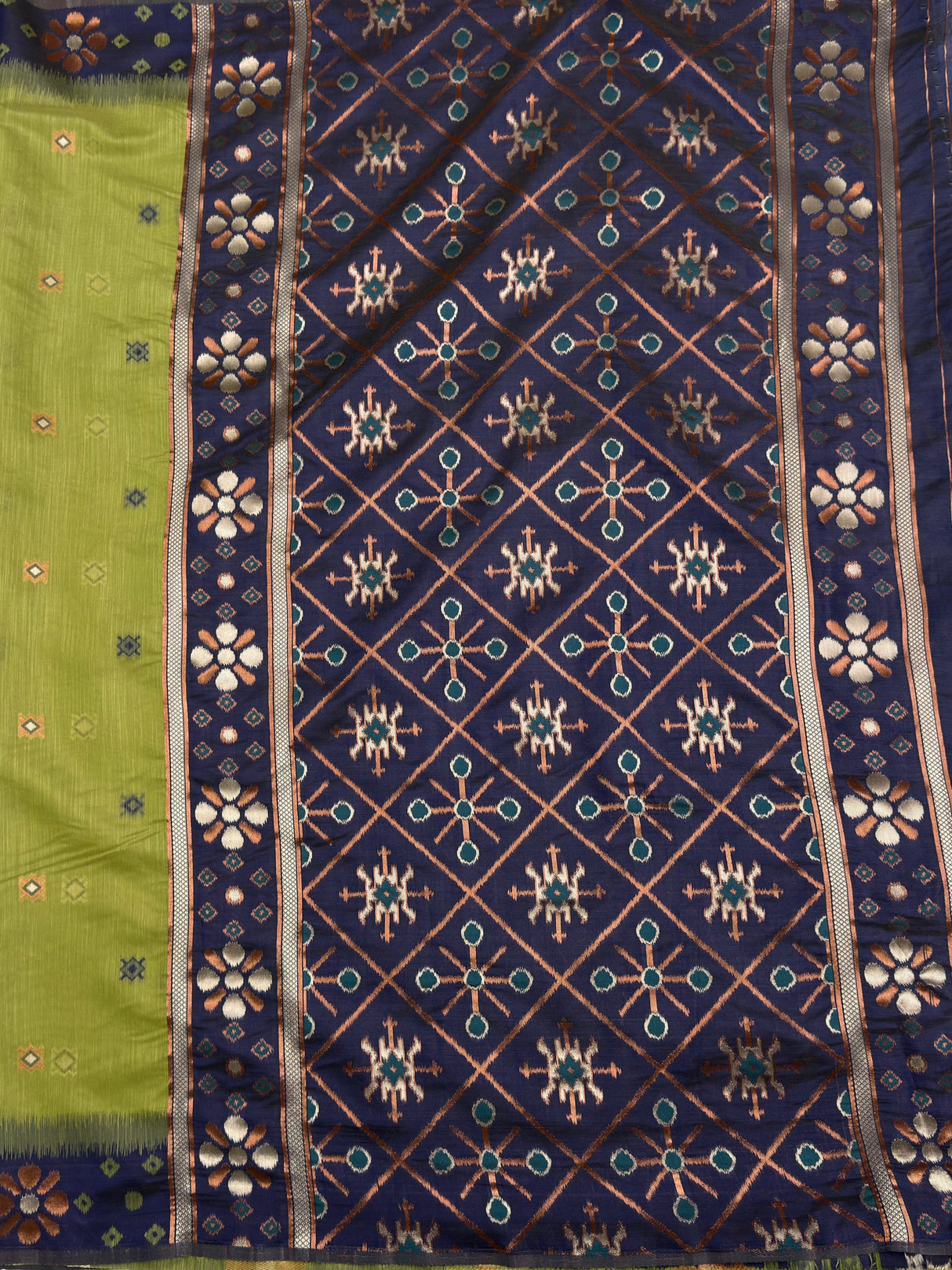 MIMOSA Olive Saree Saree — pallu and zari work detail