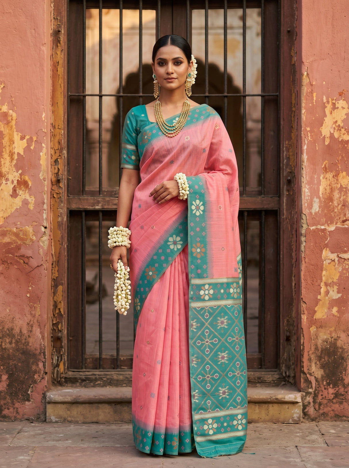 Pink  Saree