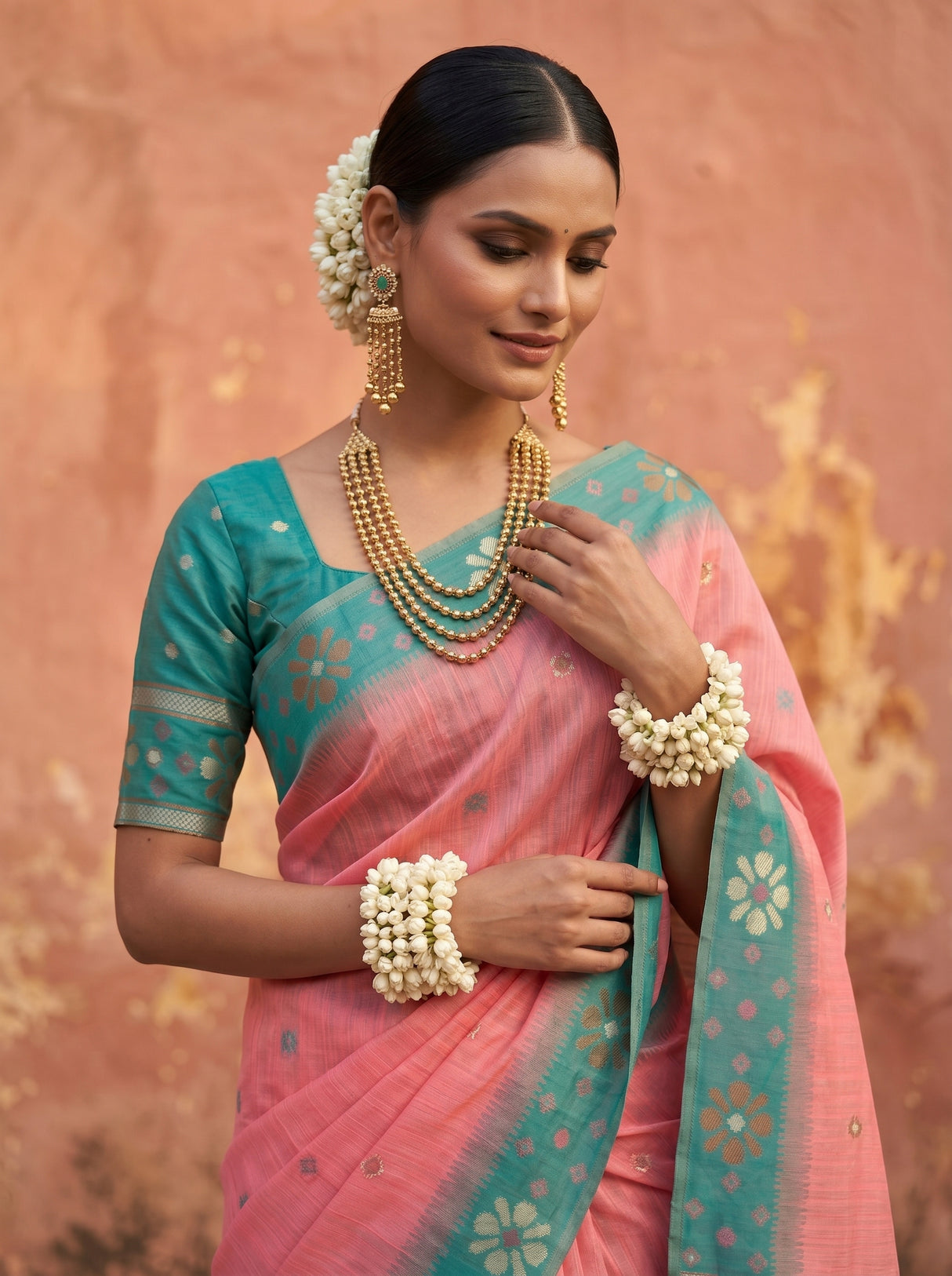 MIMOSA Pink Saree Saree — pose 10 styling detail