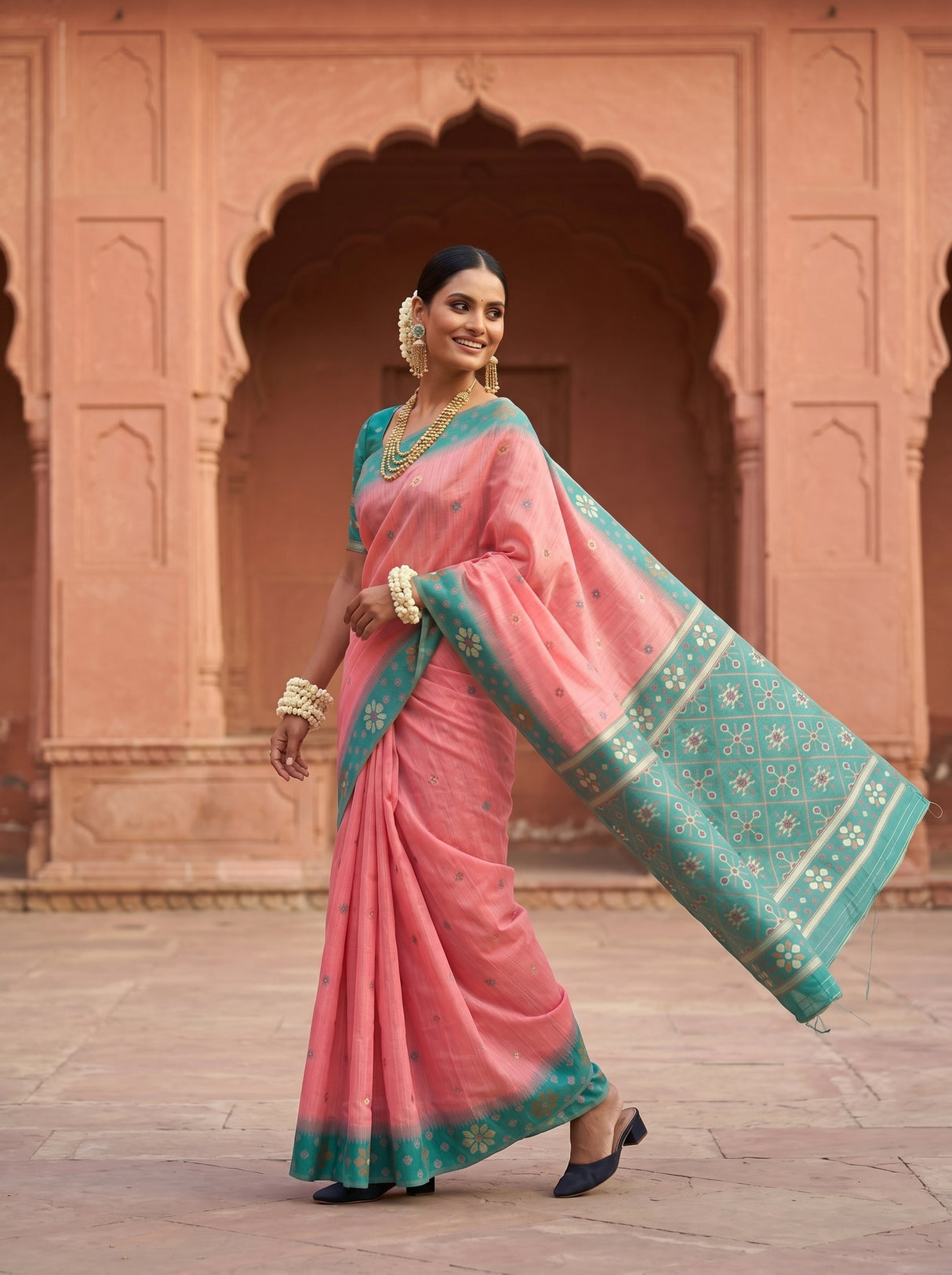 MIMOSA Pink Saree Saree — pose 6 styling detail