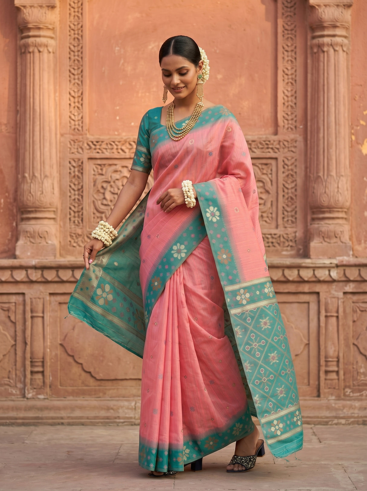 MIMOSA Pink Saree Saree — pose 9 styling detail