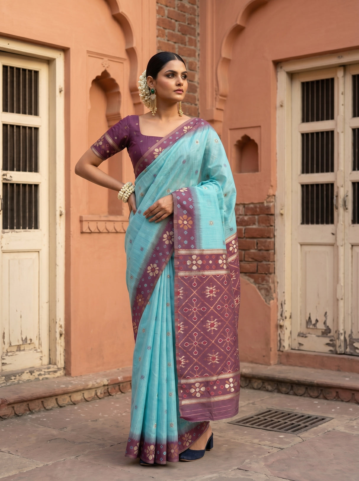 MIMOSA Sapphire Saree Saree — pose 4 styling detail