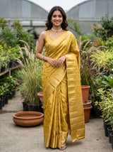 MIMOSA Gold Banarasi Art Silk Saree — AI Model lifestyle pose