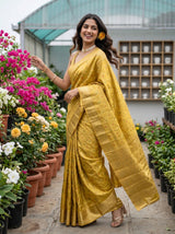 MIMOSA Gold Banarasi Saree — pose 9 styling detail