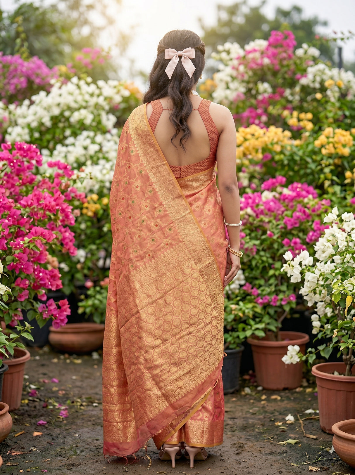 MIMOSA Gajari Banarasi Art Silk Saree — Saree shot pallu body