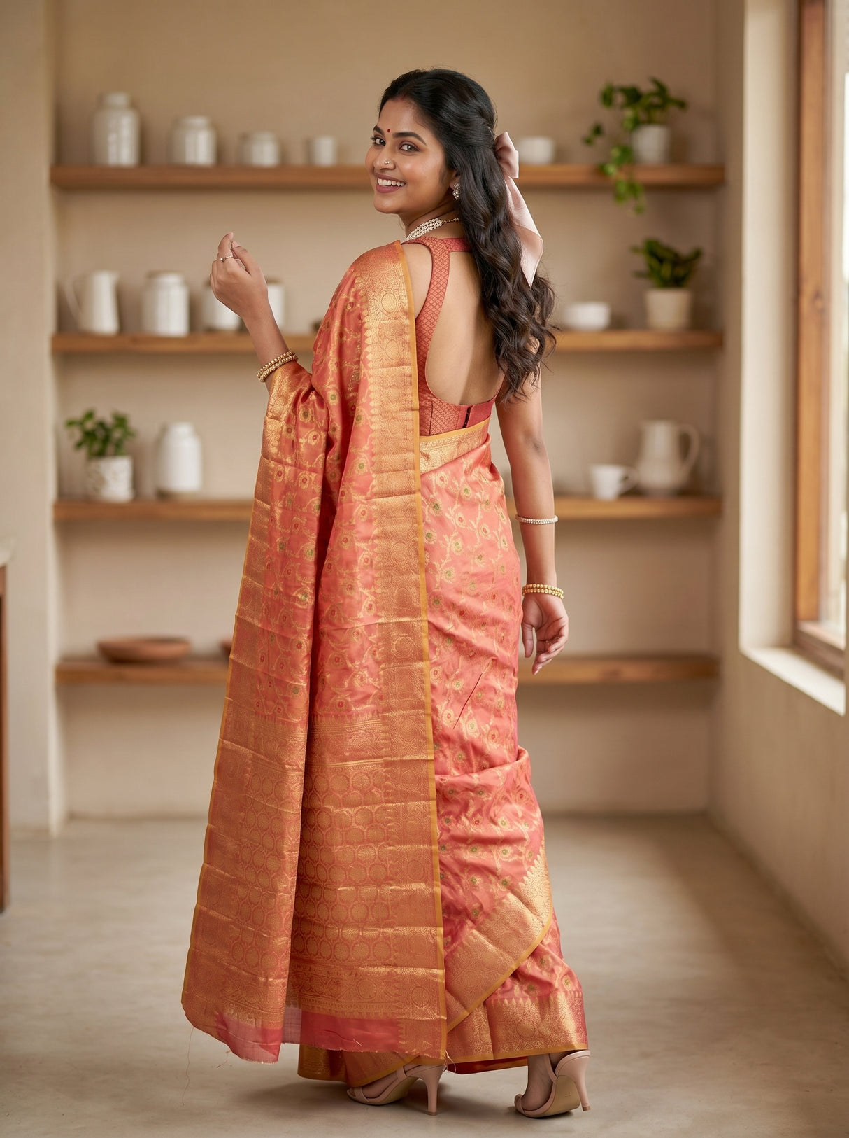 MIMOSA Gajari Banarasi Saree — pose 7 styling detail