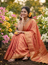 MIMOSA Gajari Banarasi Saree — pose 8 styling detail