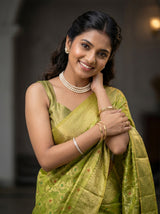 MIMOSA Olive Banarasi Saree — pose 10 styling detail