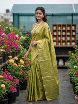 MIMOSA Olive Banarasi Saree — pose 5 styling detail