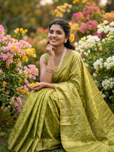 MIMOSA Olive Banarasi Saree — pose 8 styling detail