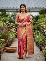 MIMOSA Rani Banarasi Art Silk Saree — AI Model lifestyle pose