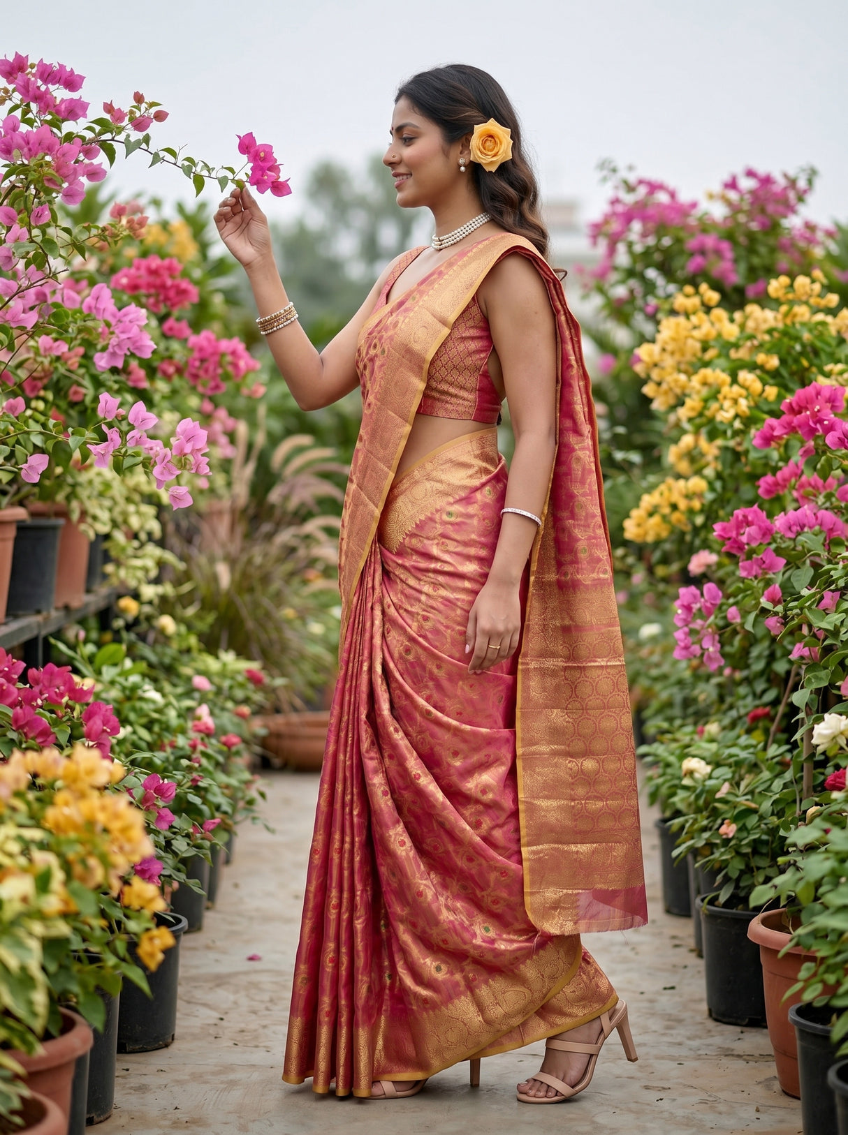 MIMOSA Rani Banarasi Saree — pose 3 styling detail