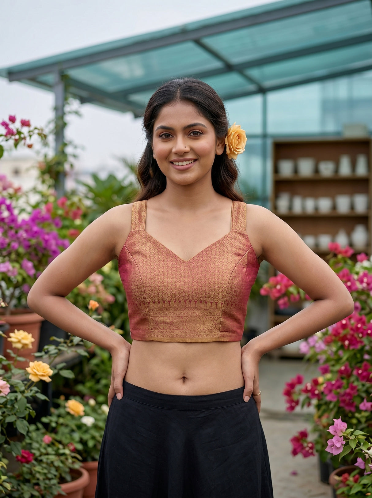 MIMOSA Rani Banarasi Saree — blouse close-up