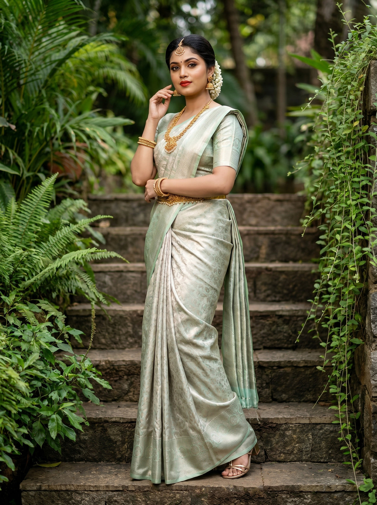 MIMOSA Liril Kanjivaram Art Silk Saree — Side Profile