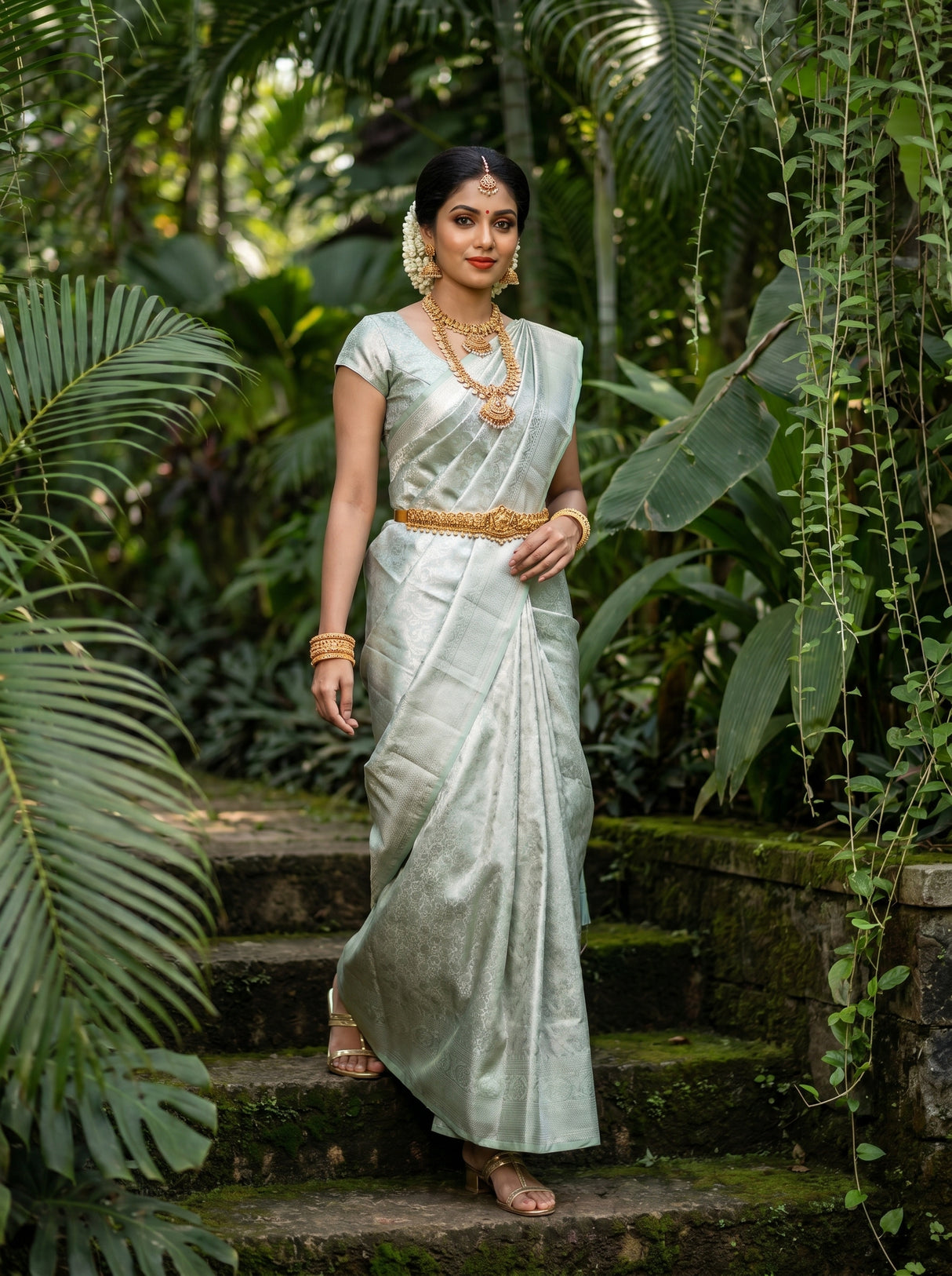 MIMOSA Liril Kanjivaram Art Silk Saree — Lower Drape Detail