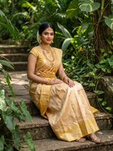 MIMOSA Mustard Kanjivaram Art Silk Saree — Side Profile