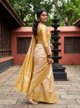 MIMOSA Mustard Kanjivaram Art Silk Saree — Lower Drape Detail