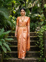 MIMOSA Peach Kanjivaram Art Silk Saree — Full View