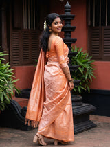 MIMOSA Peach Kanjivaram Art Silk Saree — Side Profile