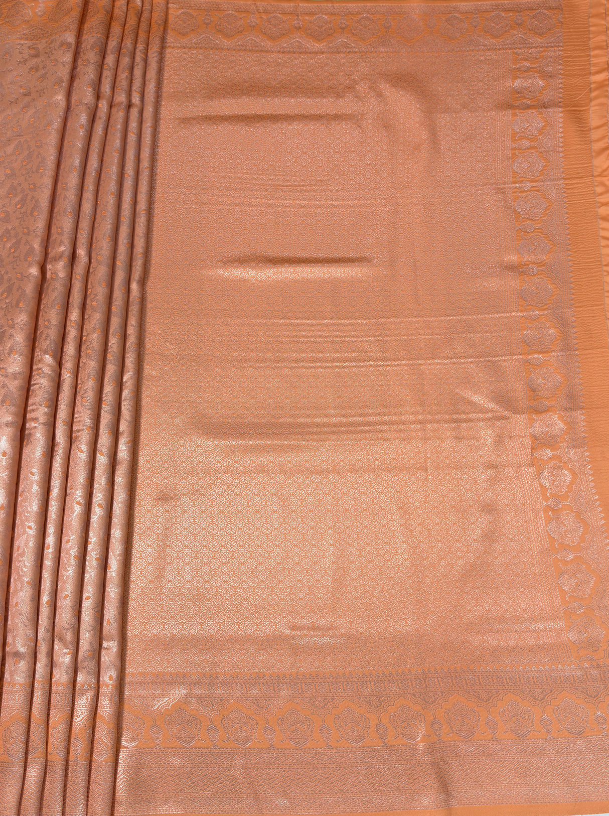 MIMOSA Peach Kanjivaram Art Silk Saree — pallu and zari work detail