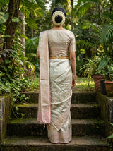 MIMOSA Pink Kanjivaram Art Silk Saree — Close-up on Face