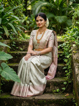 MIMOSA Pink Kanjivaram Art Silk Saree — Lower Drape Detail