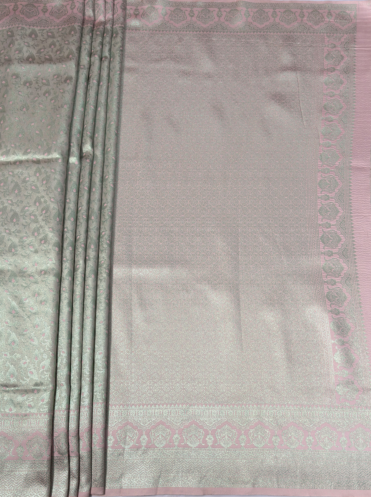 MIMOSA Pink Kanjivaram Art Silk Saree — pallu and zari work detail