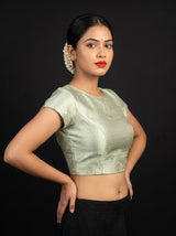 MIMOSA Pista Kanjivaram Art Silk Saree — Footwear and Hem Detail