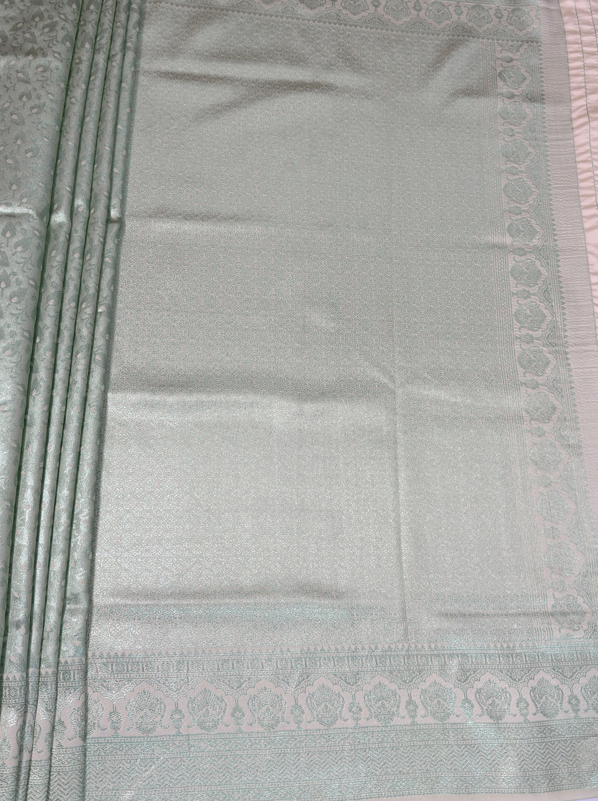 MIMOSA Pista Kanjivaram Art Silk Saree — pallu and zari work detail