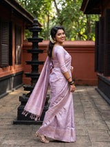 MIMOSA Violet Kanjivaram Art Silk Saree — Footwear and Hem Detail