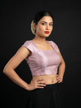 MIMOSA Violet Kanjivaram Art Silk Saree — blouse close-up
