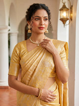 MIMOSA Mustard Kanjivaram Art Silk Saree — pose 10 styling detail
